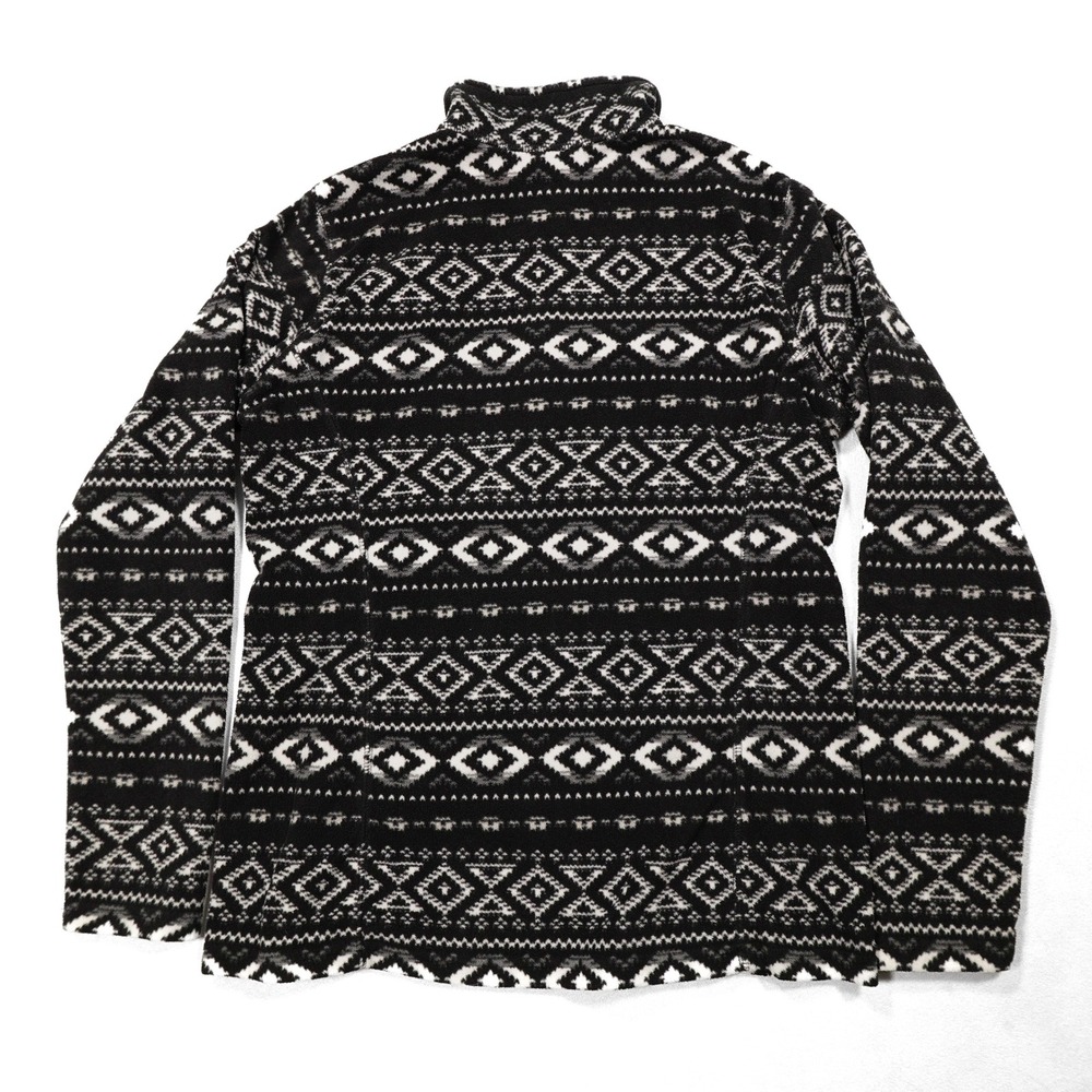 EDDIE BAUER Womens S Black White Aztec Print Outdoor Quarter Zip Fleece Pullover - Picture 4 of 7